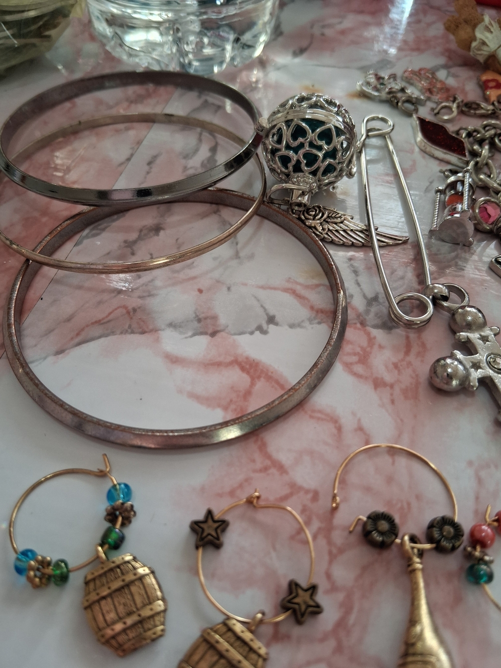 Silver Tone Mixed Jewelry Collection - Assorted Charms and Necklaces - Picture 2 of 12